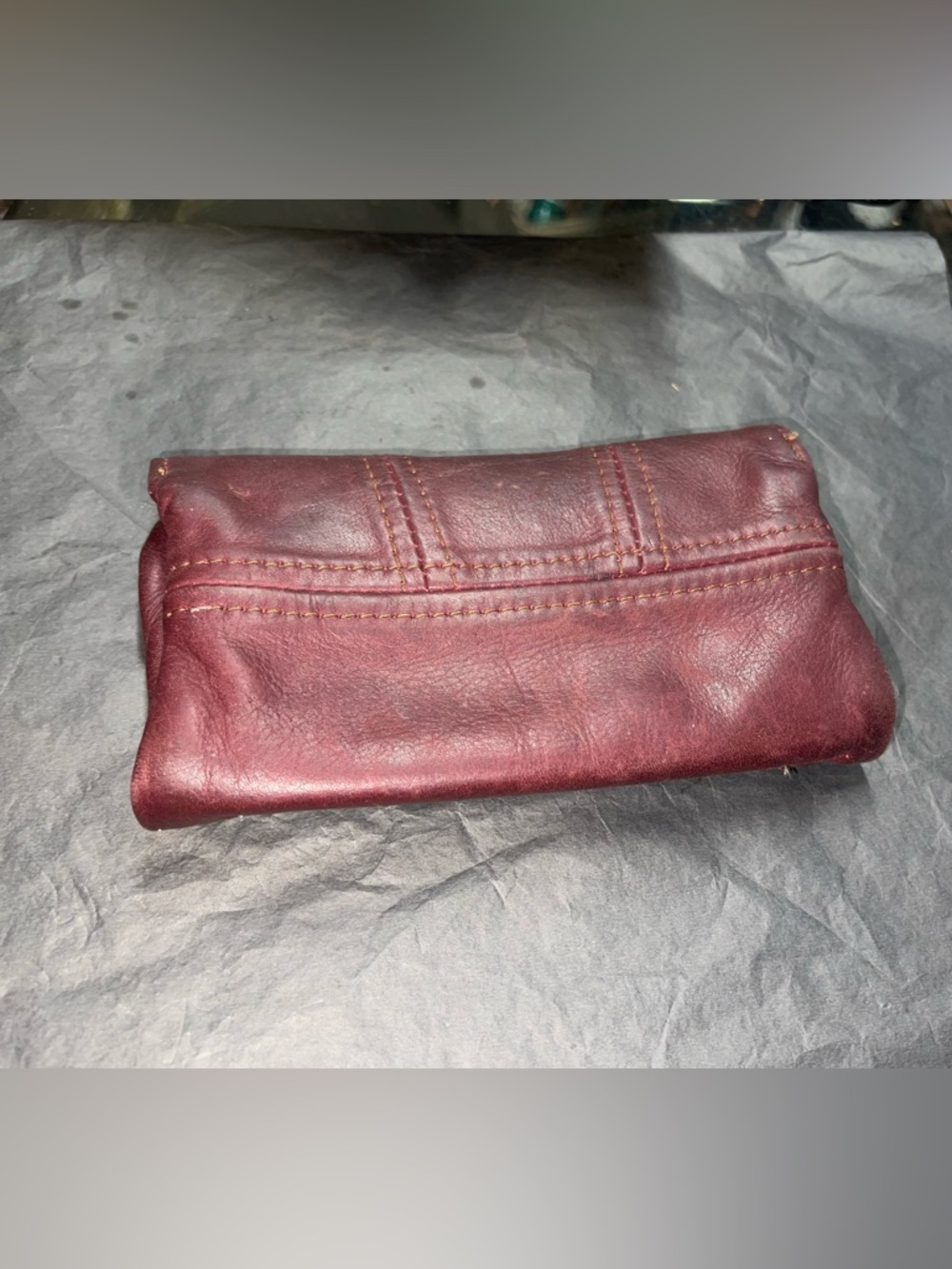 Vintage Burgundy Genuine Soft Leather Clutch Wallet - Picture 2 of 8